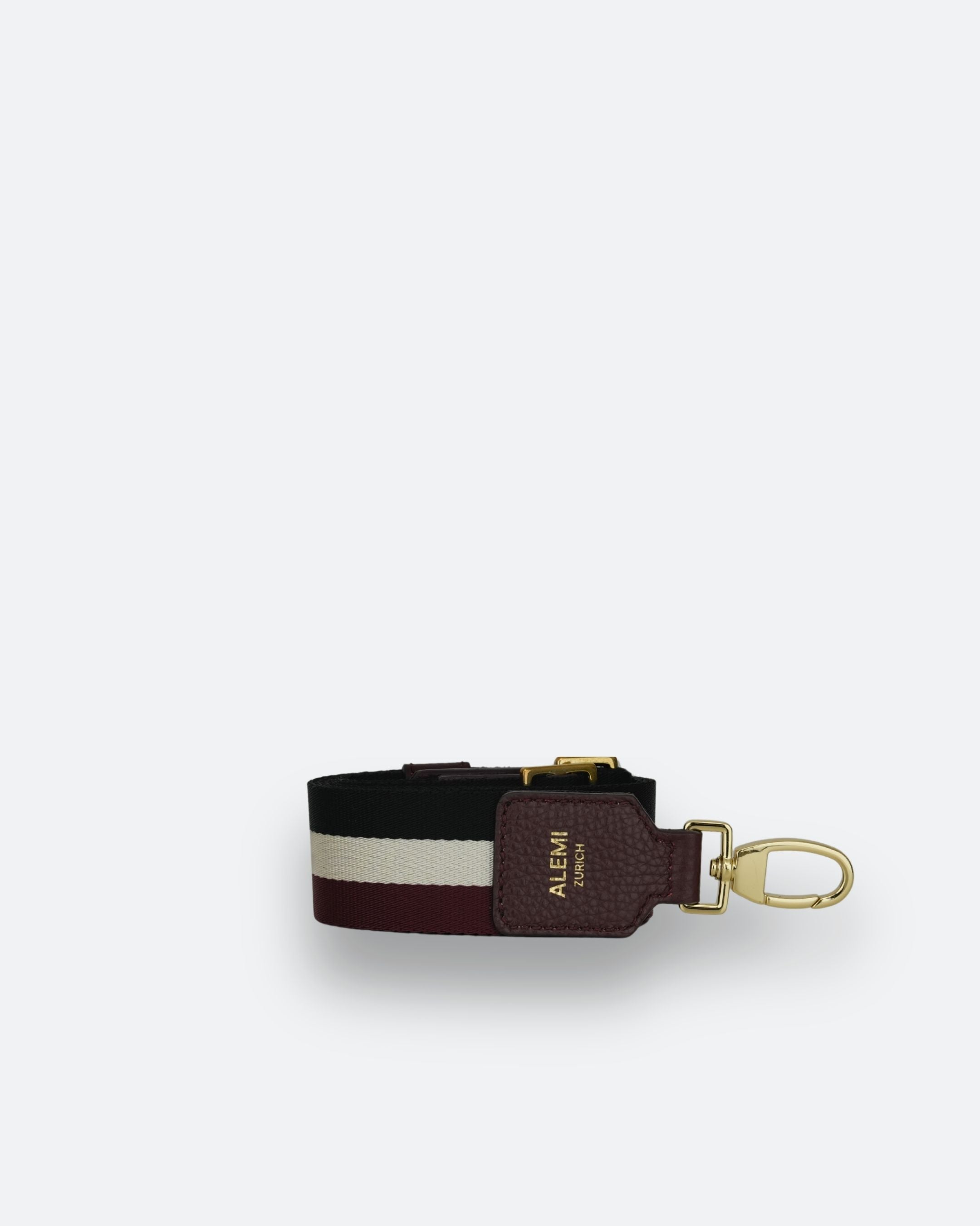 ALEMI Zurich | Adjustable Strap | Maroon with Black | Soft Grain Leather | Front