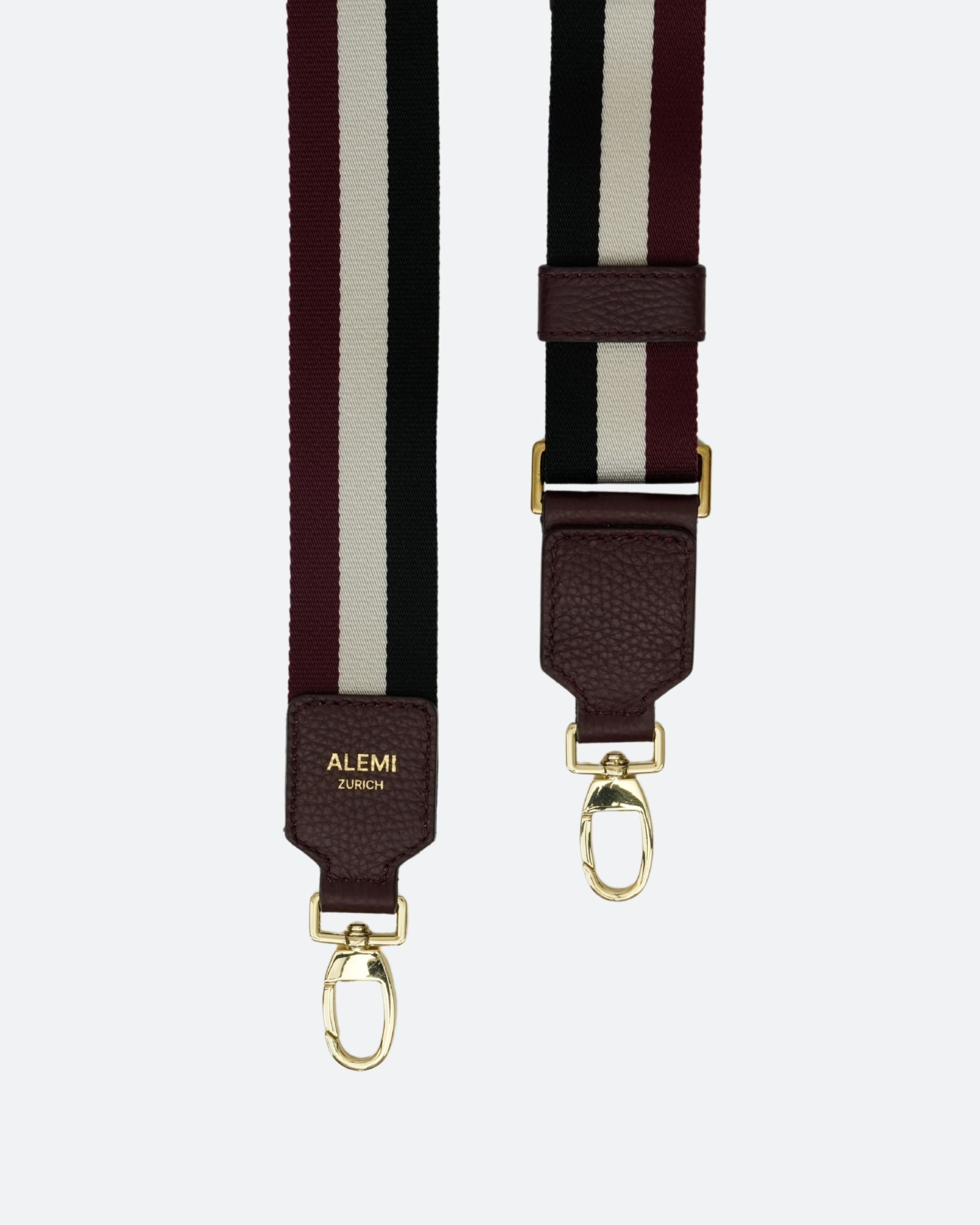 ALEMI Zurich | Adjustable Strap | Maroon with Black | Soft Grain Leather | Strap locks