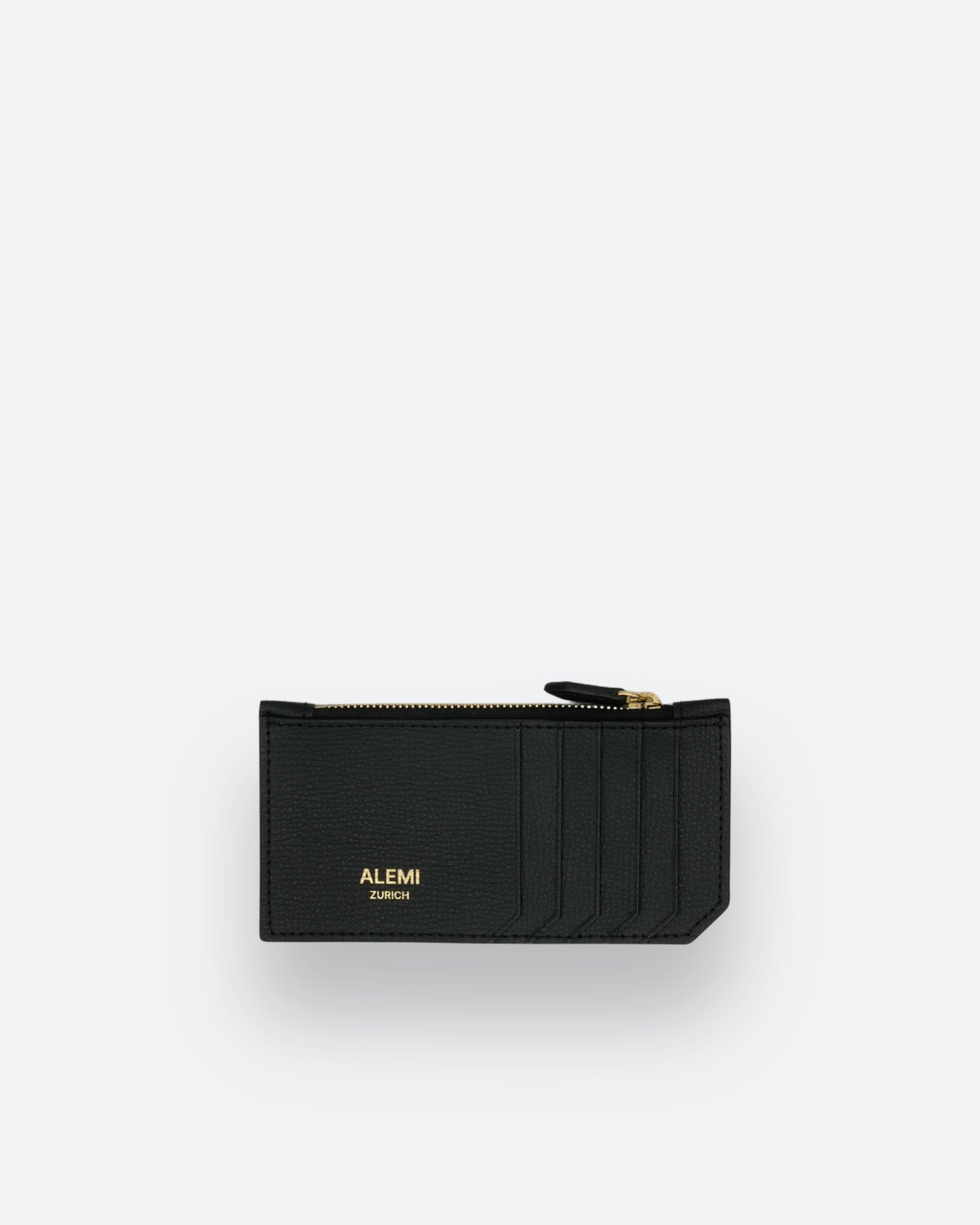 ALEMI Zurich | CARDHOLDER | Accessoires | Black | Pebbled Leather | Front white