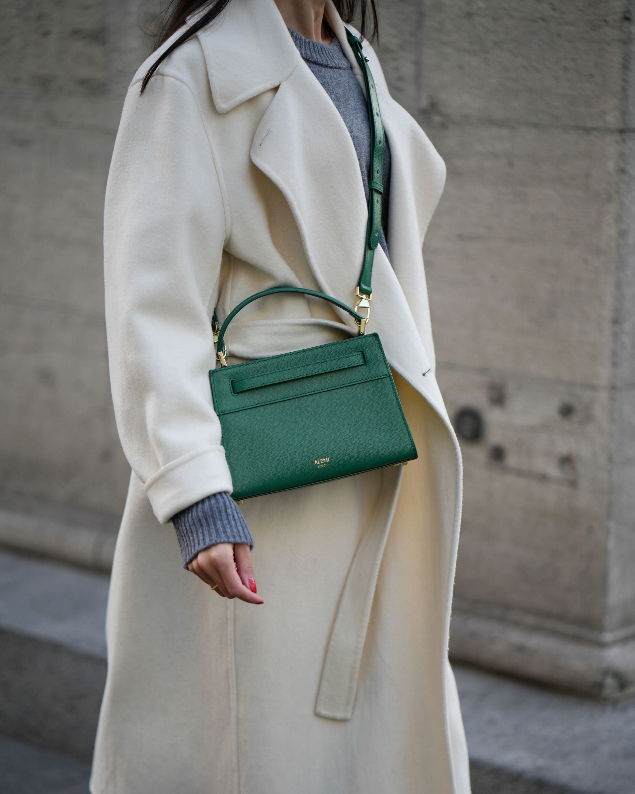 ALEMI Zurich | SEEFELD MINI | Small Bag | Emerald Green | Saffiano Leather | Bag cross-bpdy