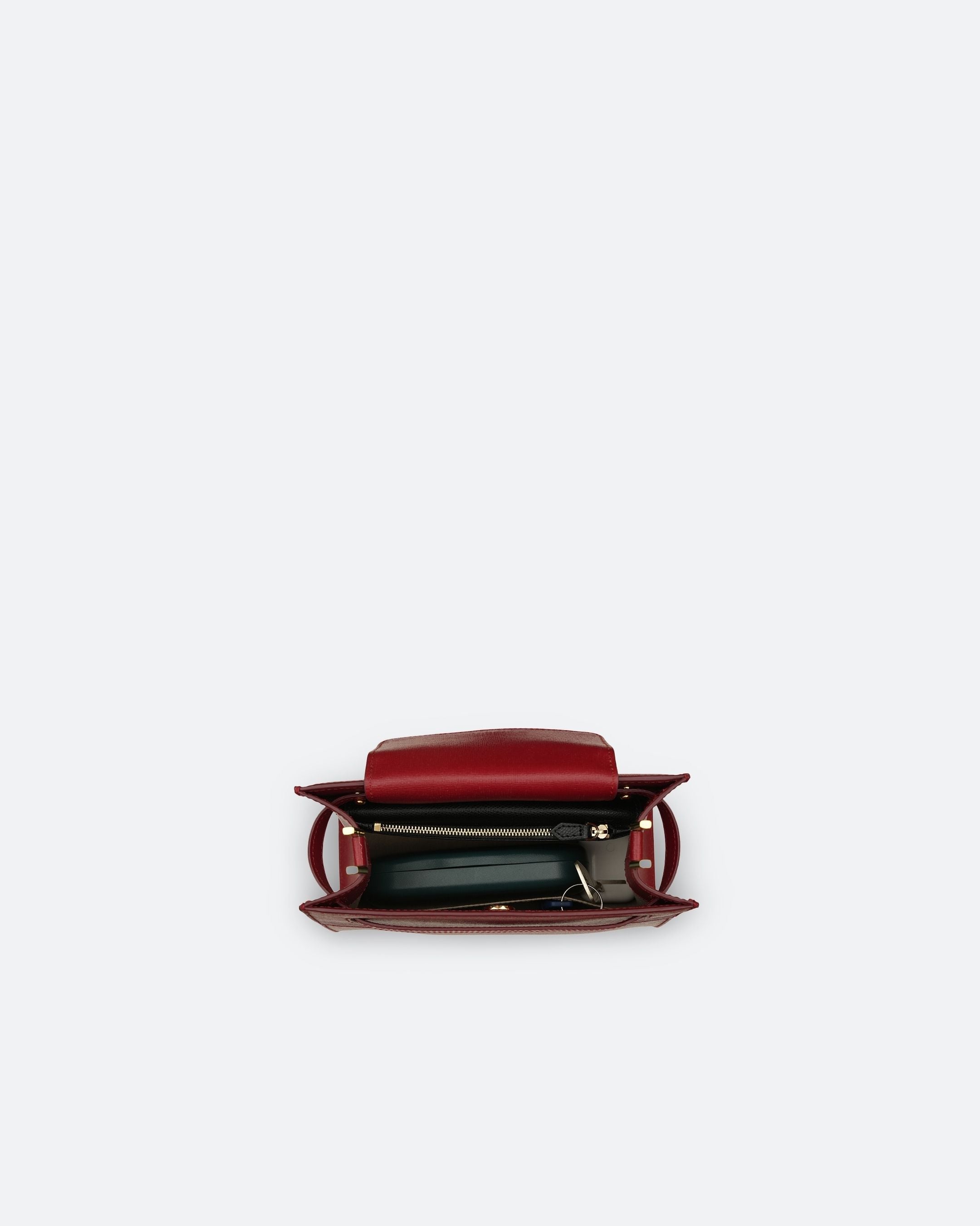 ALEMI Zurich | SEEFELD MINI | Small Bag | Red | Saffiano Leather | Bag inside