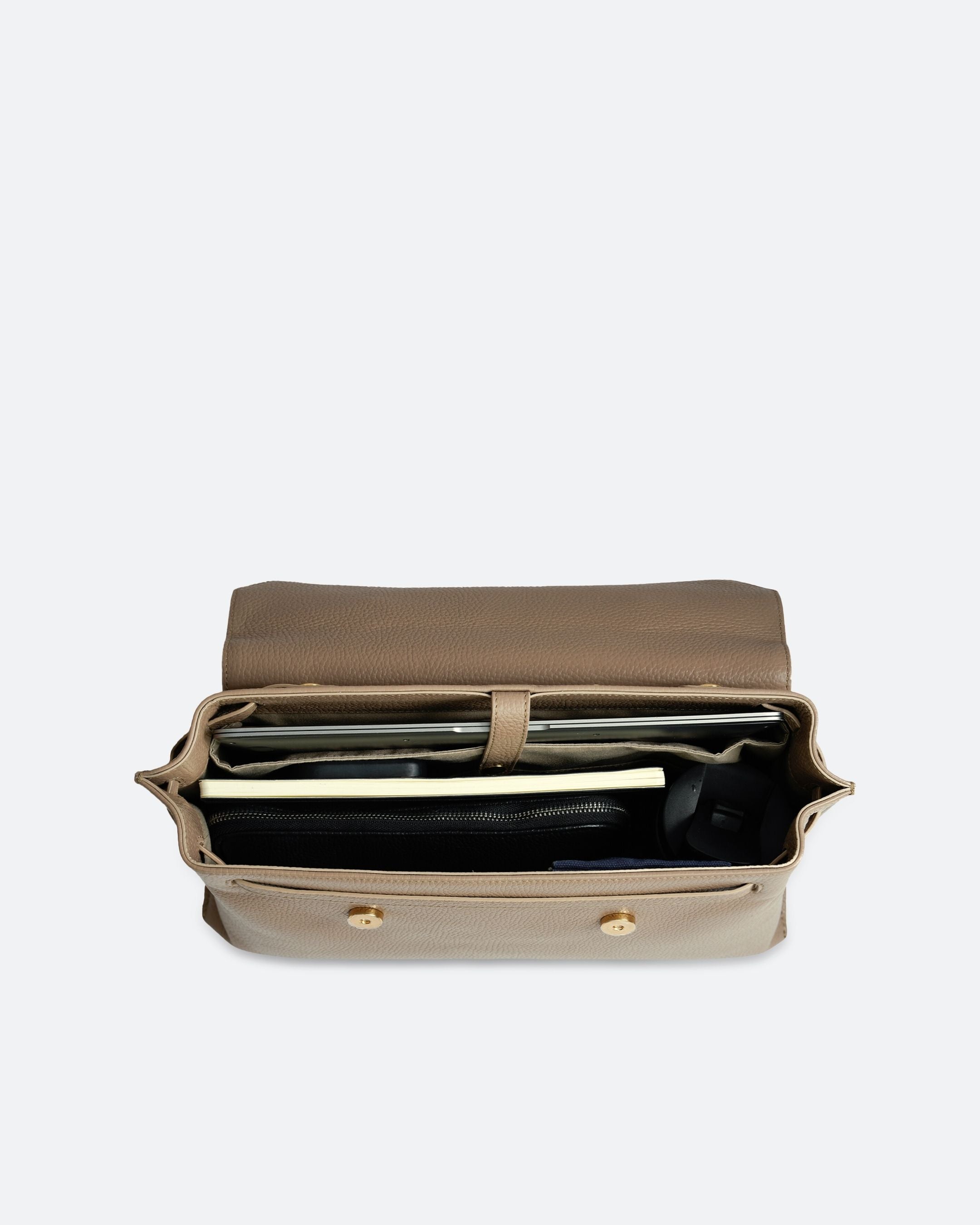 ALEMI Zurich | VIADUKT DAY | Laptop Bag | Greige | Soft Grain Leather | Bag inside