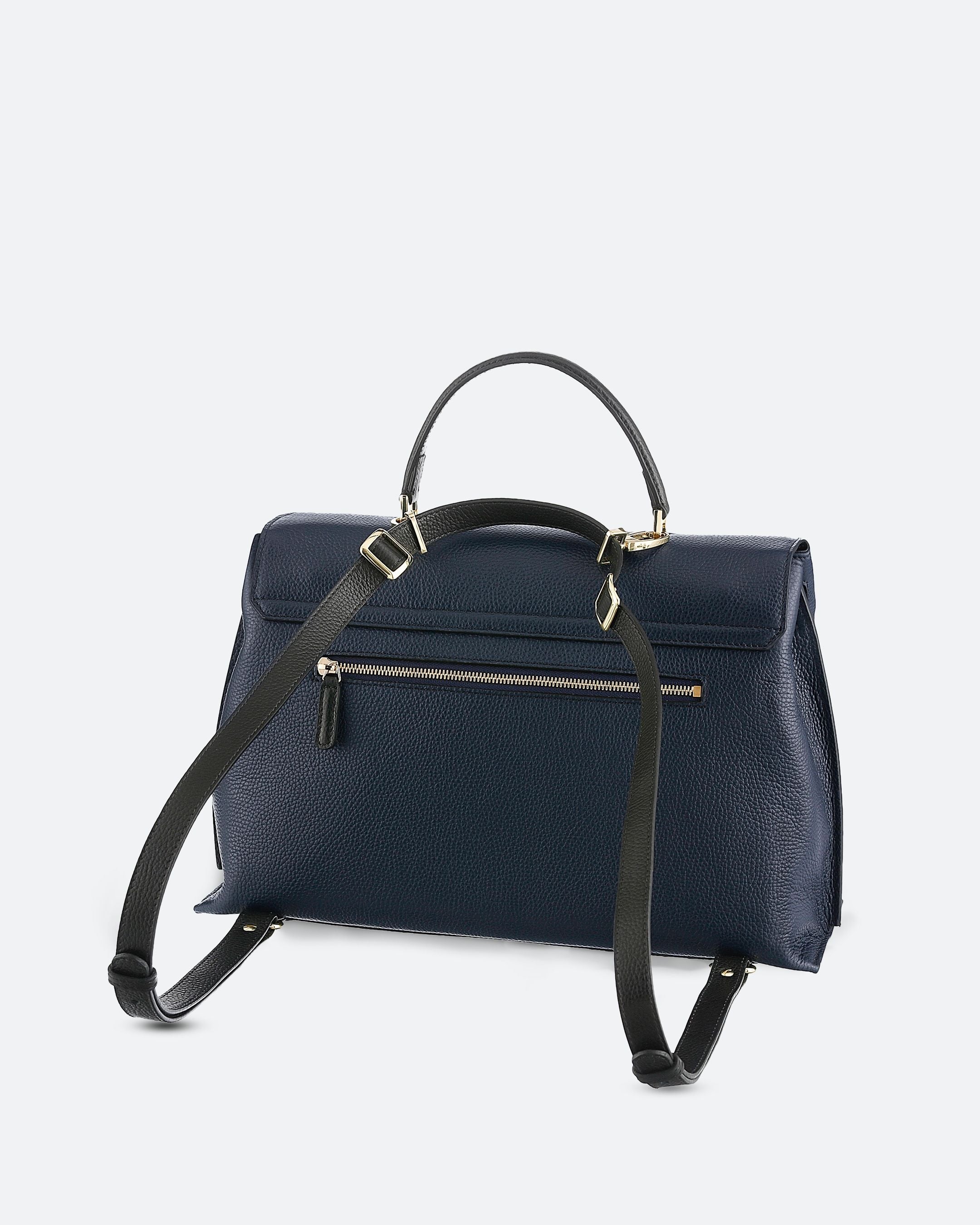 ALEMI Zurich | VIADUKT WORK | Laptop Bag | Black-Navy | Soft Grain Leather | Bag back