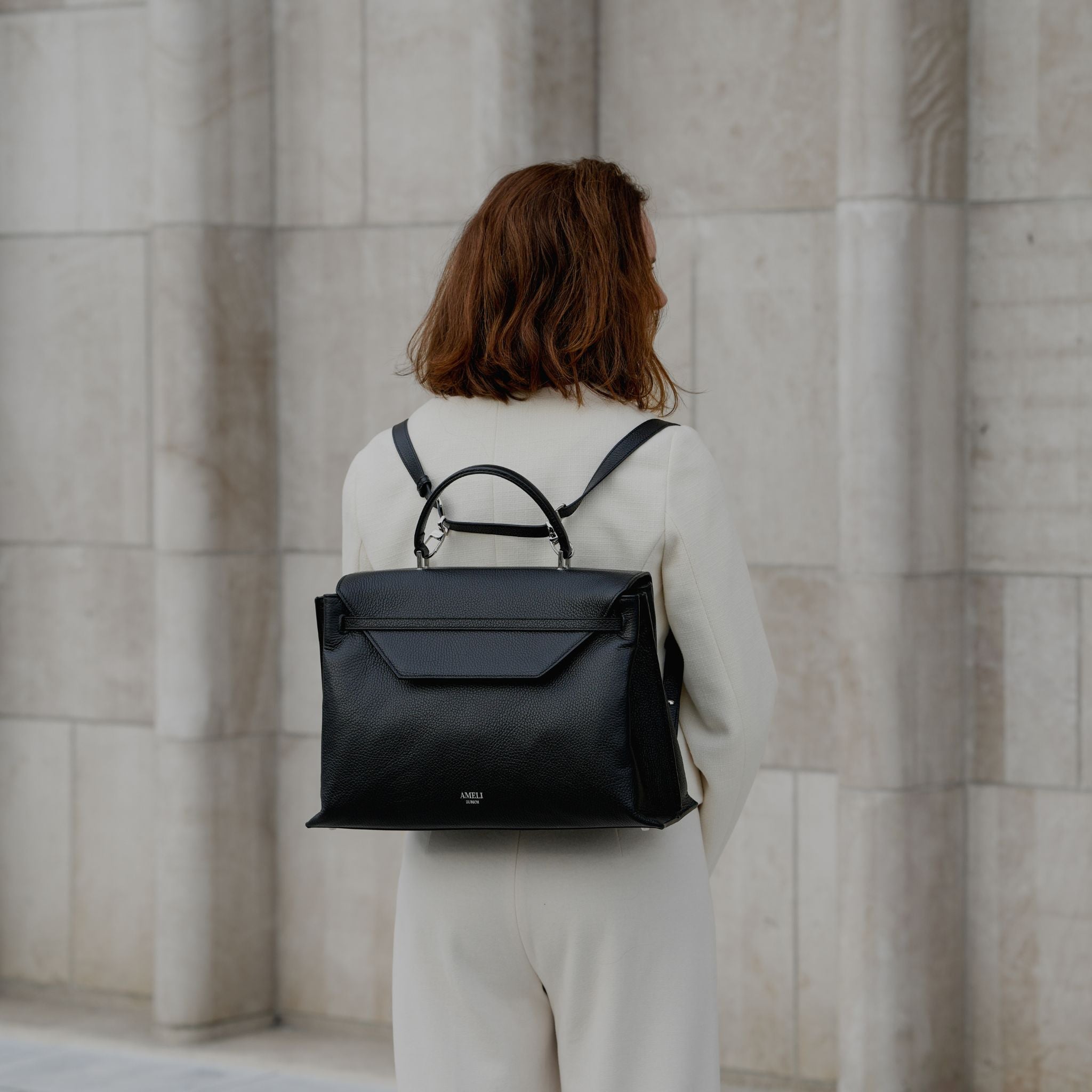AMELI Zurich | VIADUKT WORK 24 | Black with Silver | Soft Grain Leather | Backpack