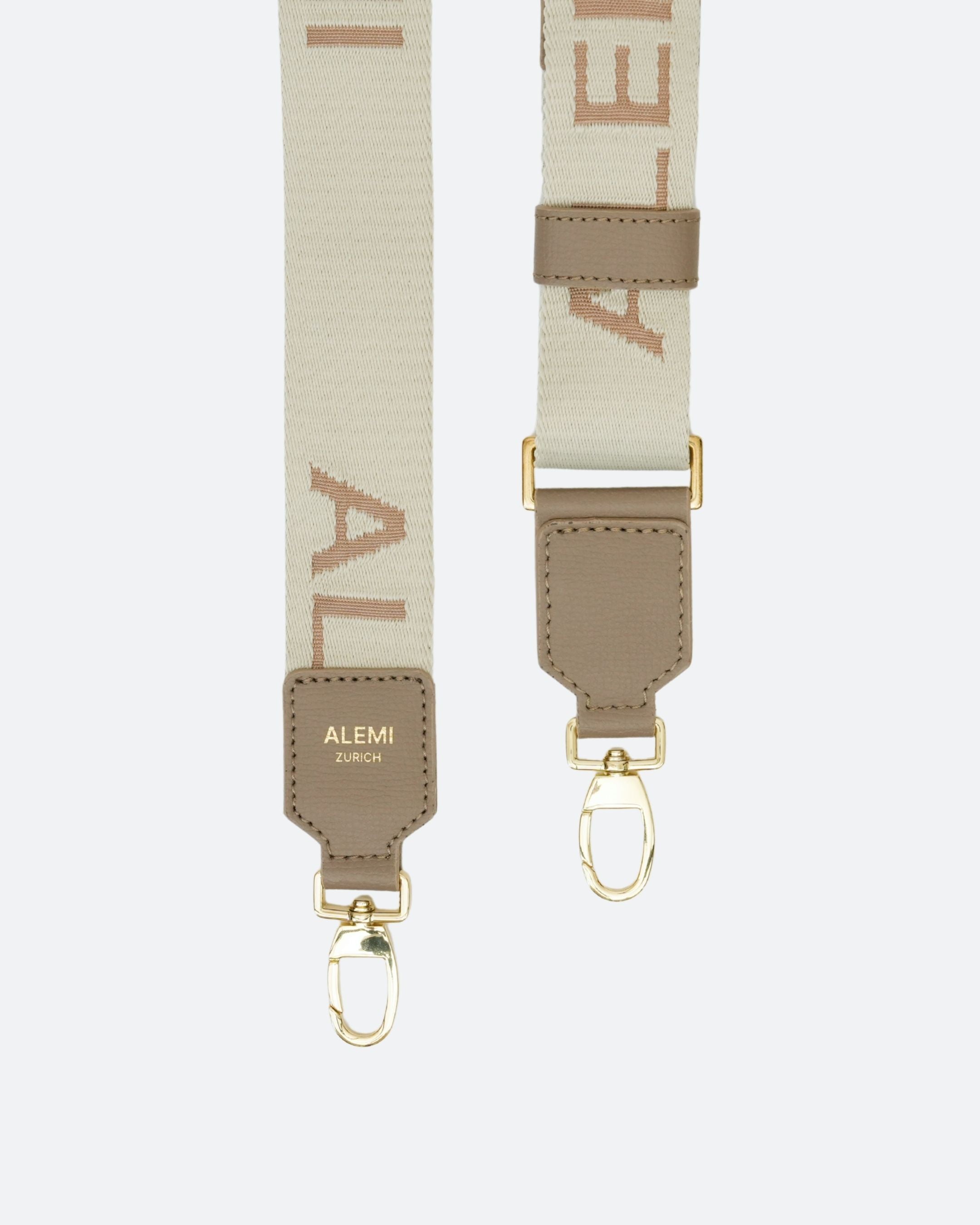 ALEMI Zurich | Adjustable Strap | Greige | Pebbled Leather | Strap Locks