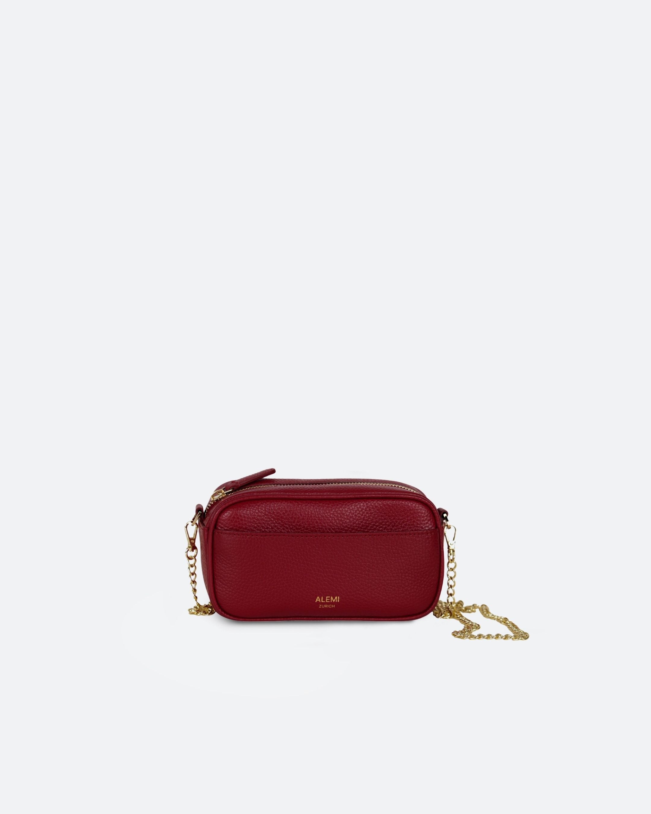 BELVOIR in Red - Mini Bag with Gold Chain | ALEMI Zurich