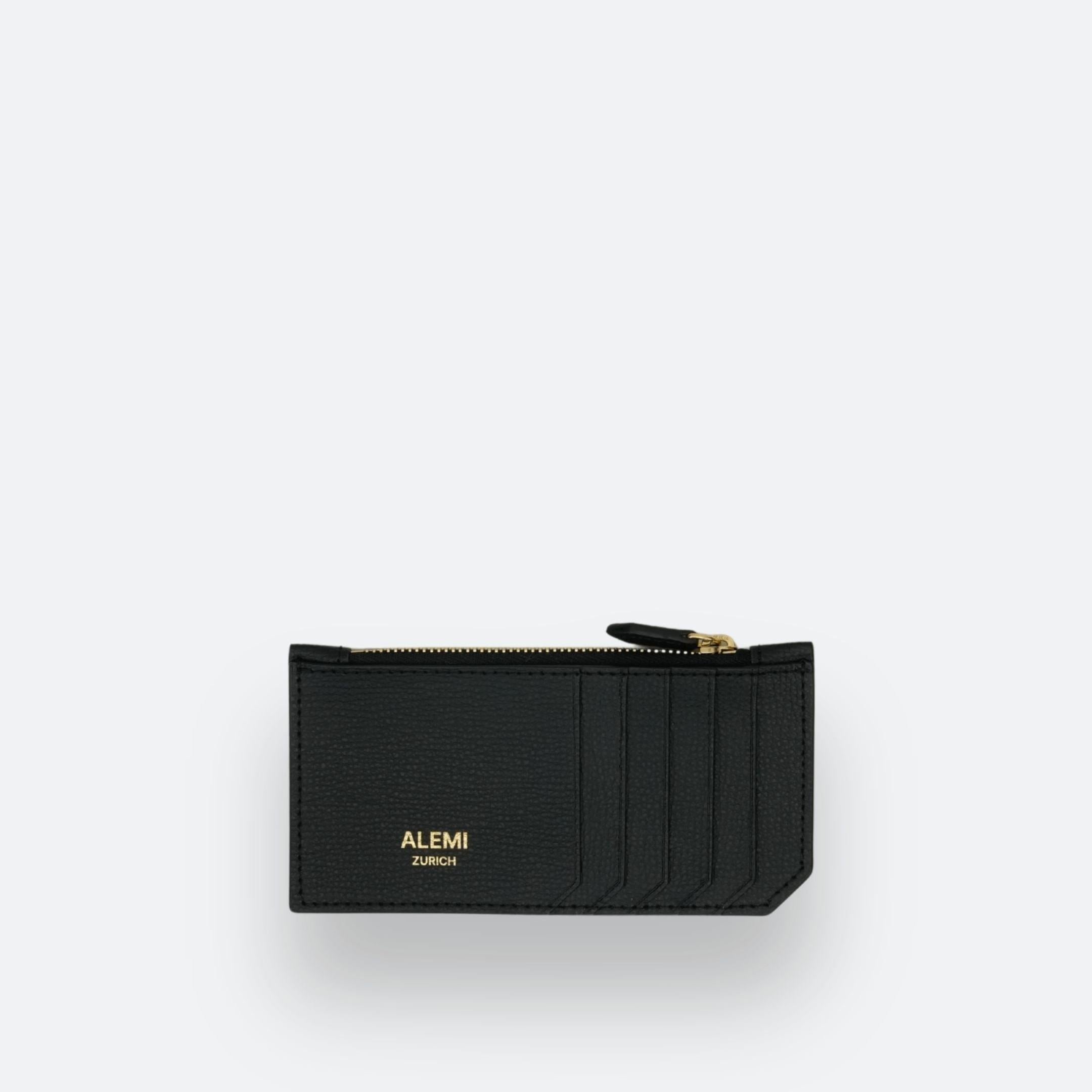 CARD HOLDER in Black - Leather Wallet with Zip | ALEMI Zurich