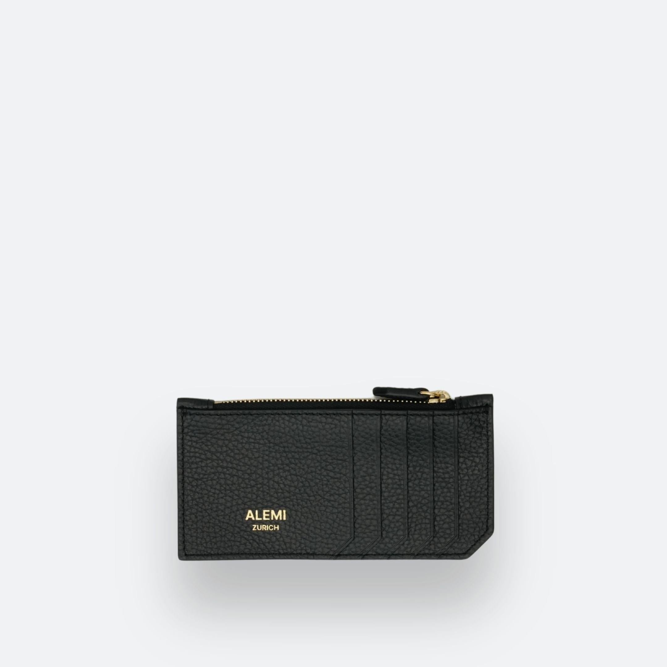 CARD HOLDER in Black - Leather Wallet with Zip | ALEMI Zurich