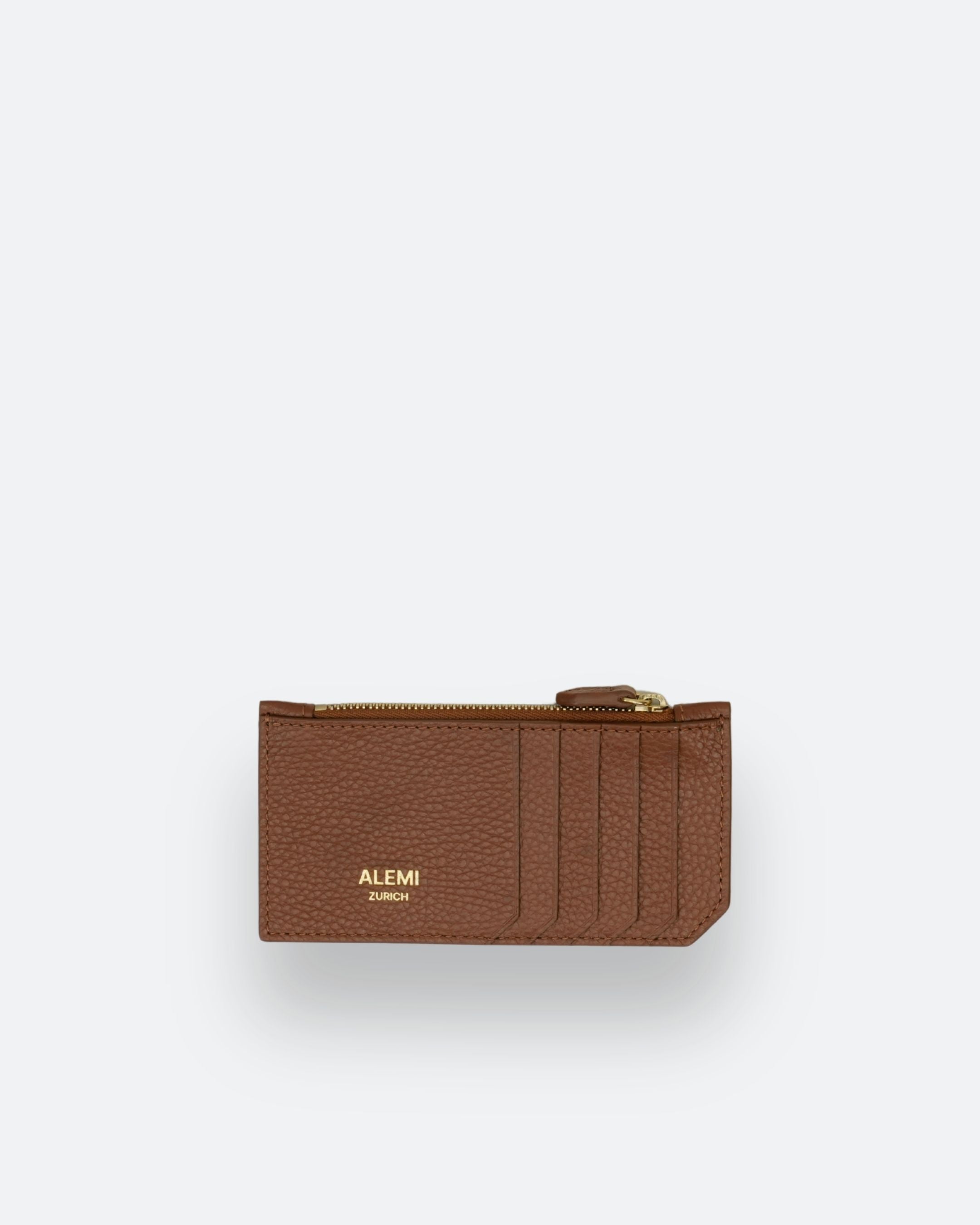 ALEMI Zurich | CARDHOLDER | Accessoires | Cognac | Soft Grain Leather | Front white