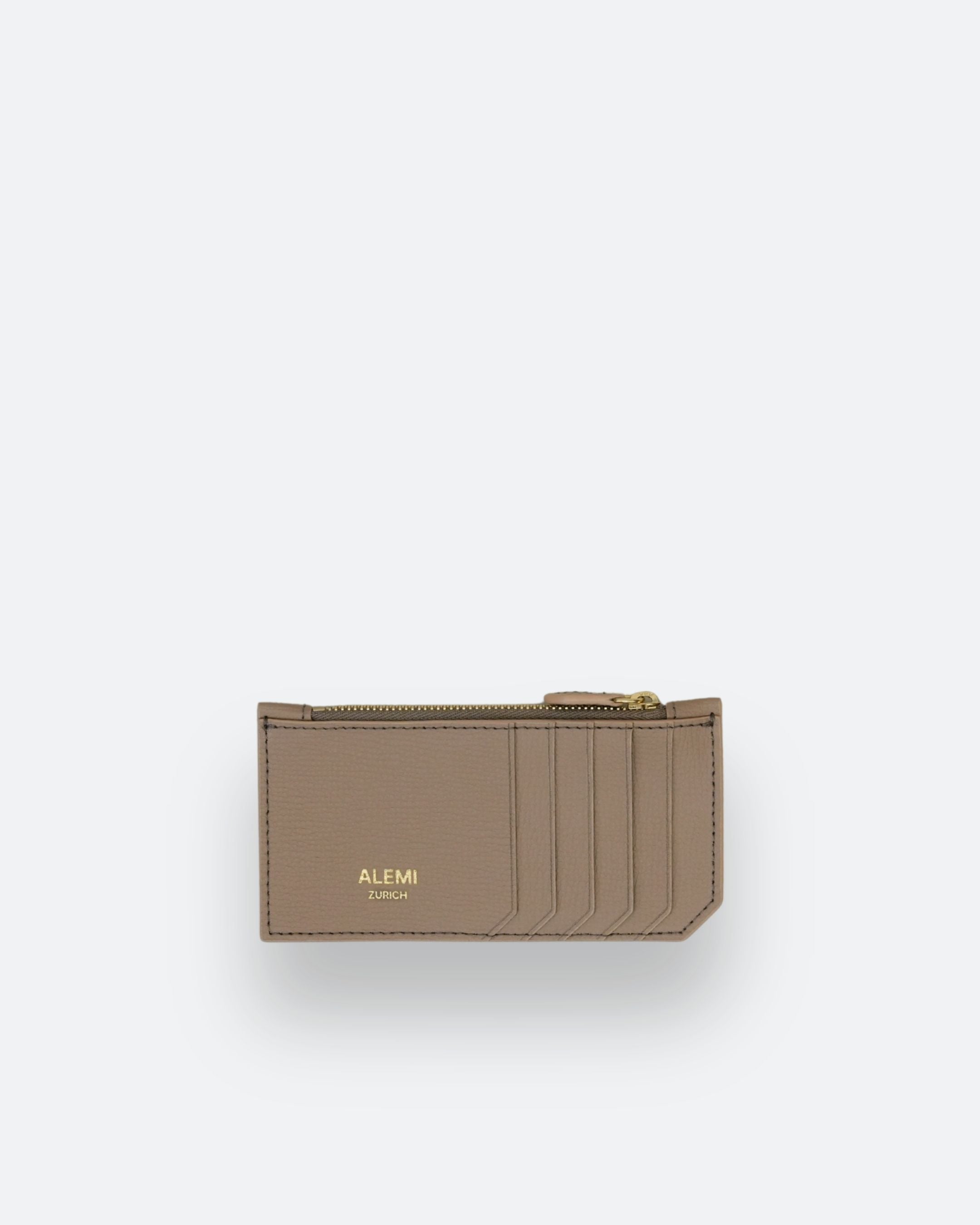 ALEMI Zurich | CARDHOLDER | Accessoires | Greige | Pebbled Leather | Front white