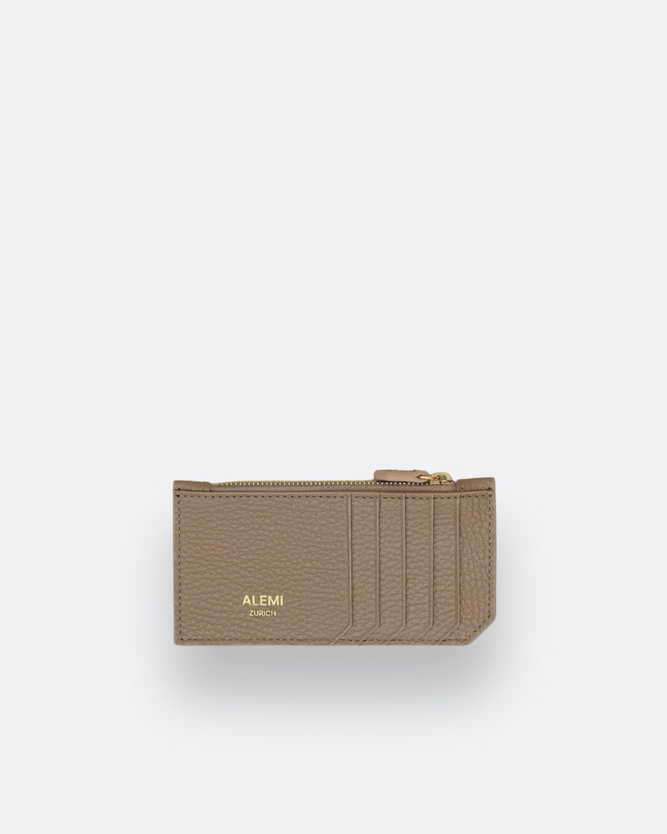 ALEMI Zurich | CARDHOLDER | Accessoires | Greige | Soft Grain Leather | Front white