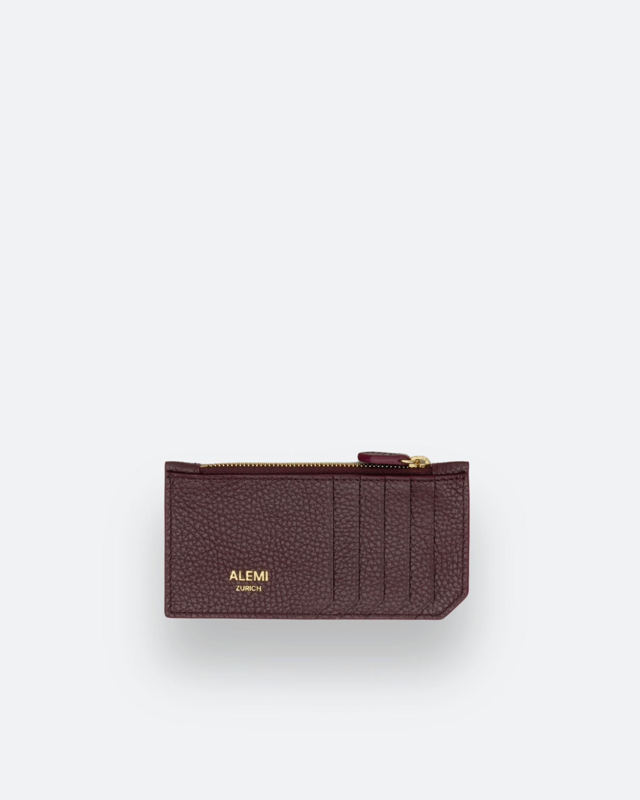 ALEMI Zurich | CARDHOLDER | Accessoires | Maroon Red | Soft Grain Leather | Front white