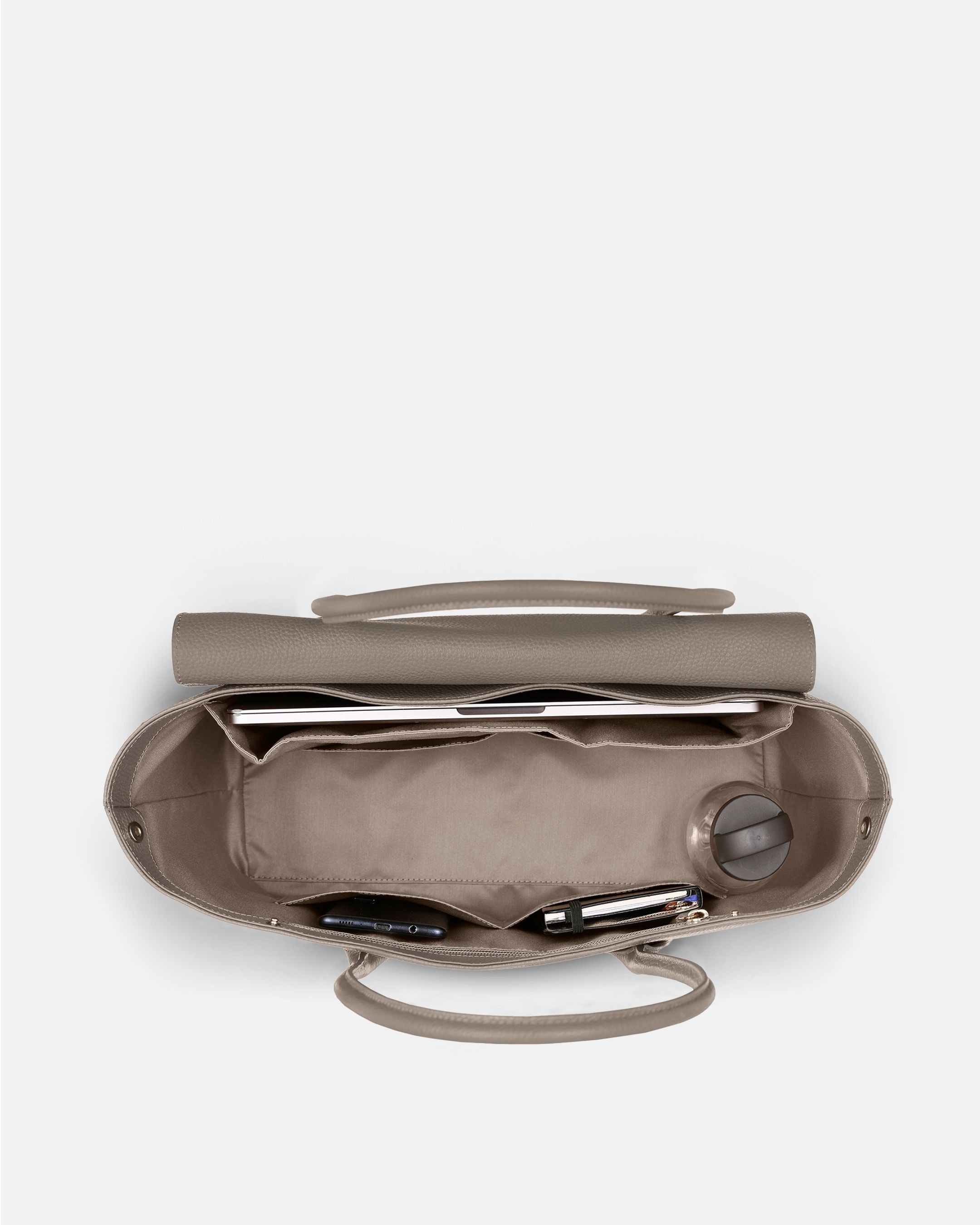 ALEMI Zurich | IDA | Laptop Bag | Beige|  Soft Grain Leather | Bag inside