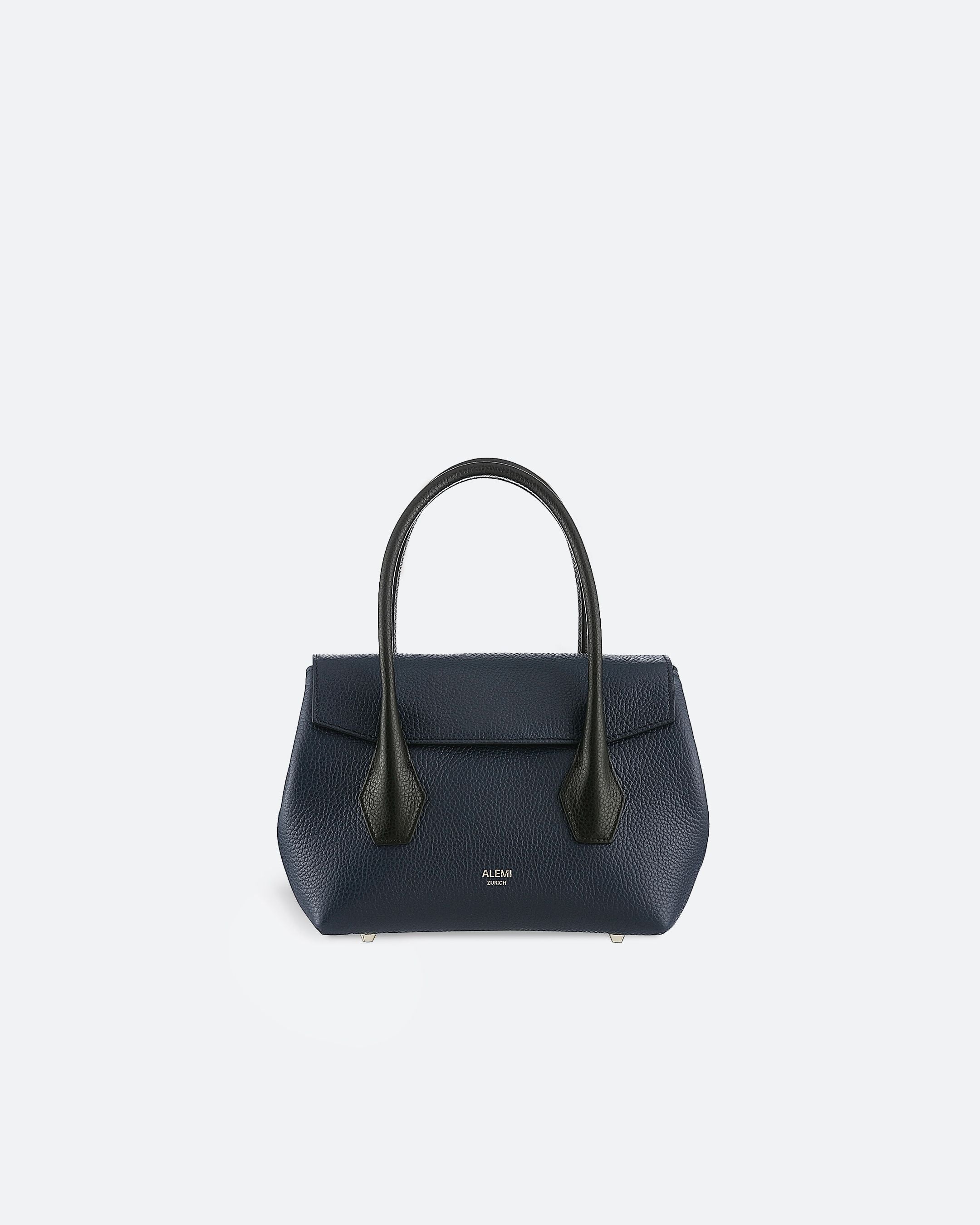 ALEMI Zurich | IDA SMALL | Small Bag | Black-Navy | Soft Grain Leather | Bag front