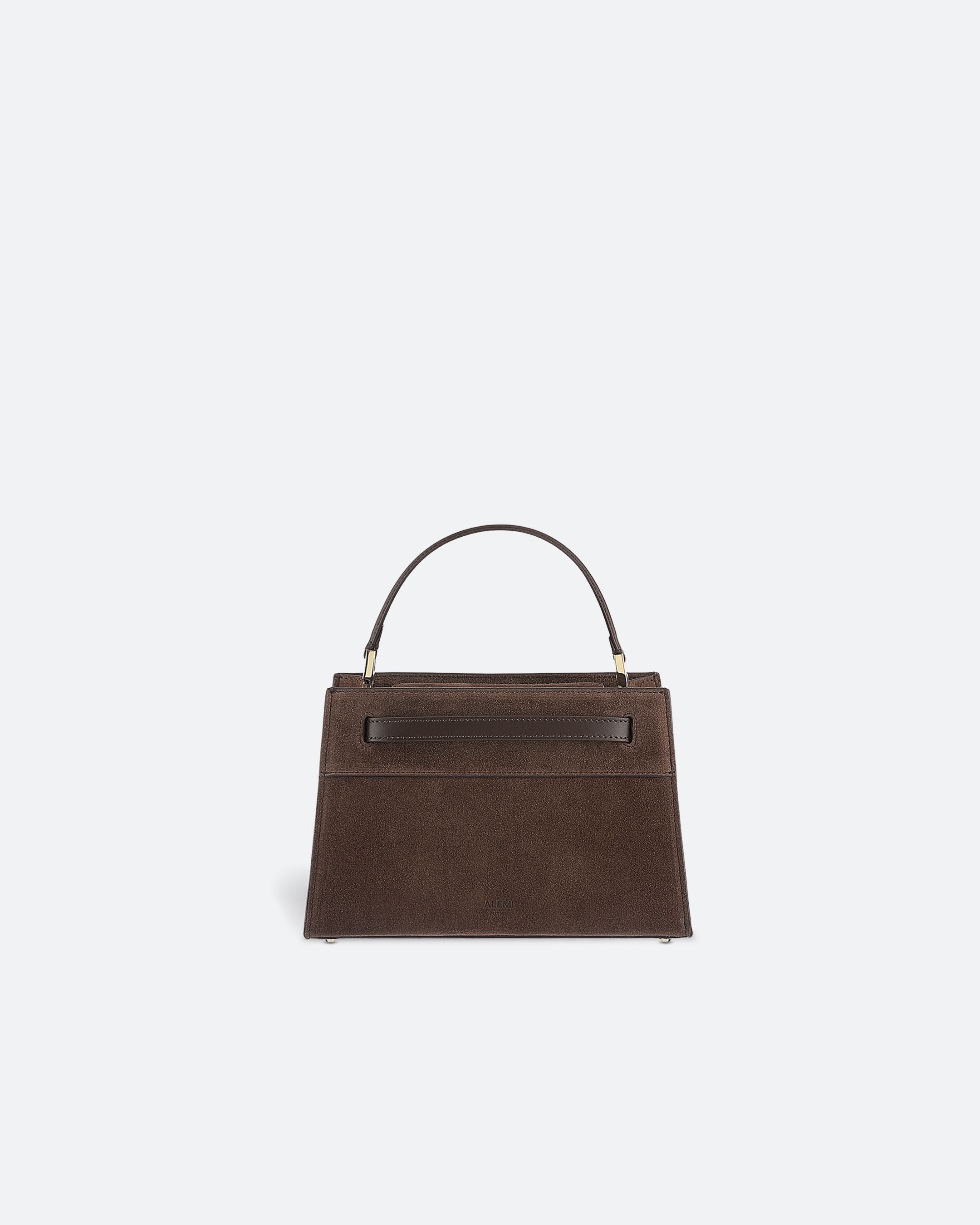 ALEMI Zurich | SEEFELD MINI | Small Bag | Dark Brown | Suede Leather | Bag Front