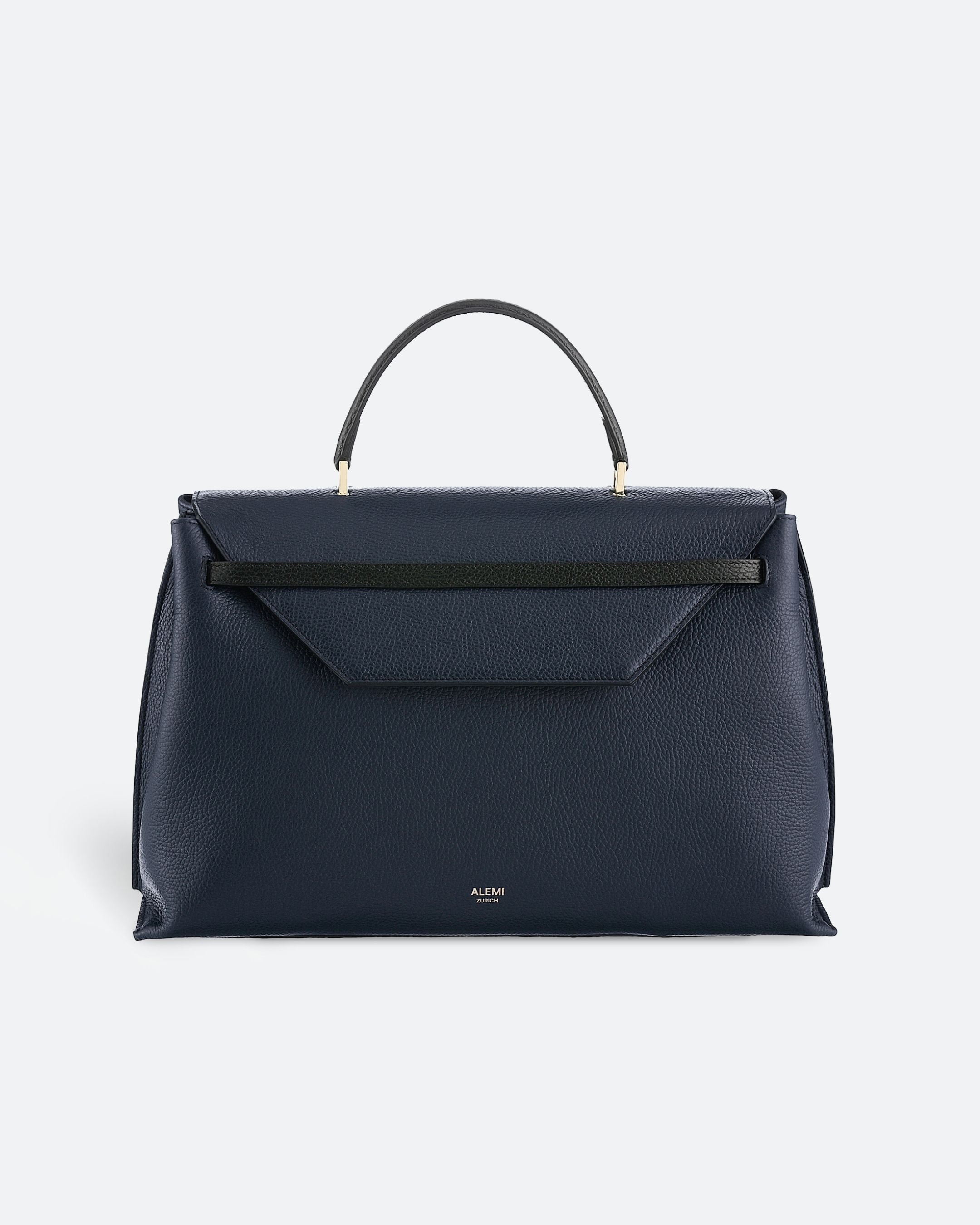 ALEMI Zurich | VIADUKT WORK | Laptop Bag | Black-Navy | Soft Grain Leather | Bag front
