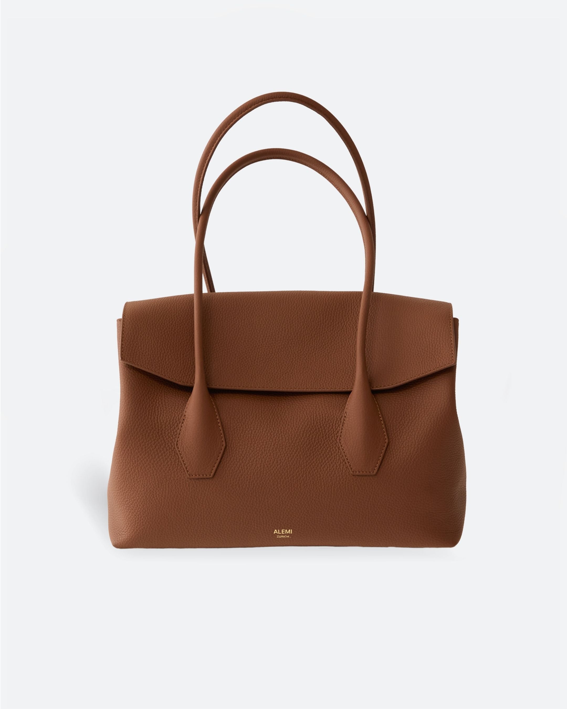 【極美品】Italian Emboss Leather Bag 定価71500円 IDA in Cognac - Versatile Leather Shopper for Women | ALEMI Zurich
