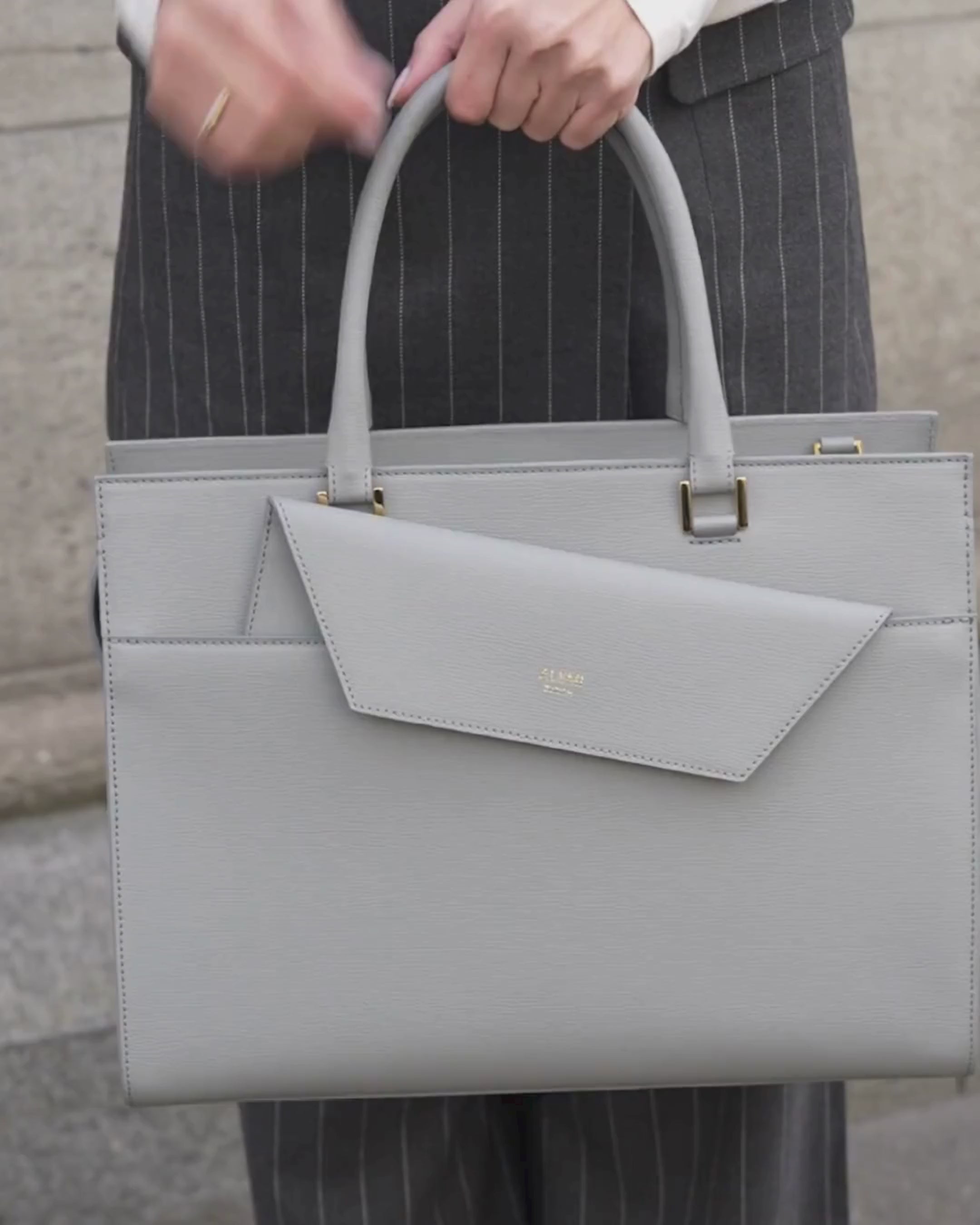 ALEMI Zurich | CENTRAL | Laptop Bag | Slate Gray | Pebbled Leather | Video